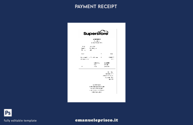 modello di ricevuta di pagamento Superstore in stile verificato